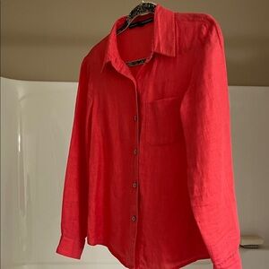 Linda Allard Ellen Tracy Linen Blouse Size 8P
